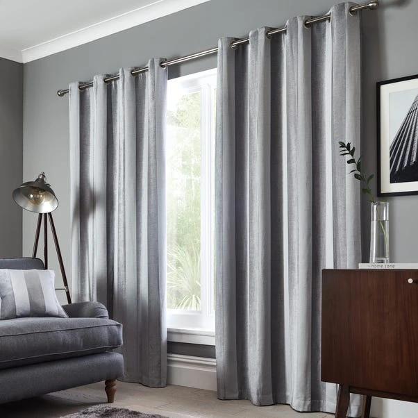 Luxury Collection Parker Grey Chenille Eyelet Curtains - Image 4