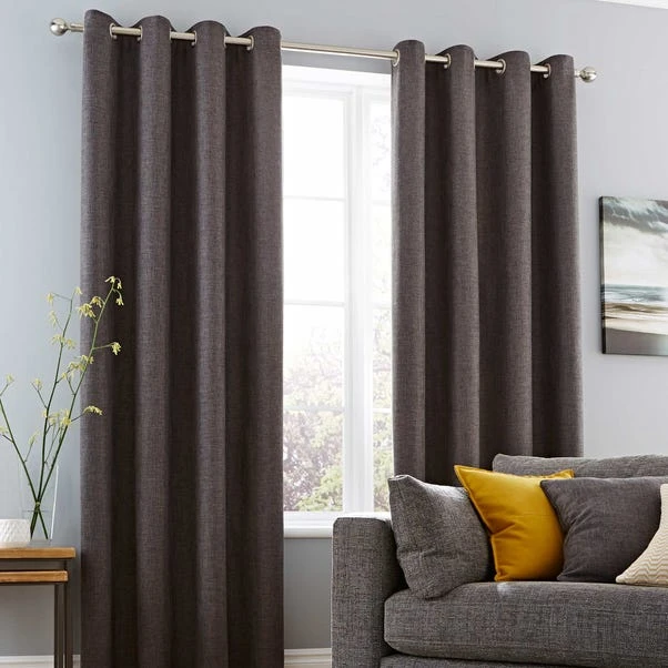 Dunelm Vermont Charcoal Eyelet Curtains - Image 2