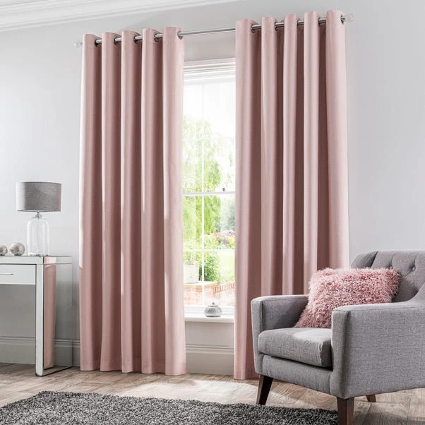 Dunelm Montreal Thermal Blackout Ultra Blush Eyelet Curtains - Image 2