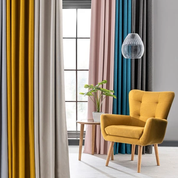 Dunelm Montreal Thermal Blackout Ultra Blush Eyelet Curtains - Image 3