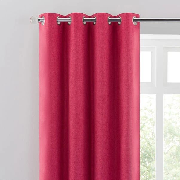 Dunelm Luna Brushed Raspberry Blackout Eyelet Curtains
