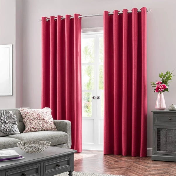 Dunelm Luna Brushed Raspberry Blackout Eyelet Curtains - Image 2