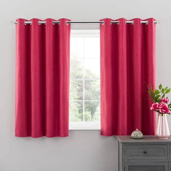 Dunelm Luna Brushed Raspberry Blackout Eyelet Curtains - Image 5