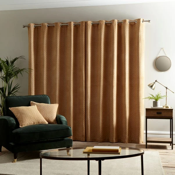 Dunelm Cheyenne Ochre Eyelet Curtains - Image 4