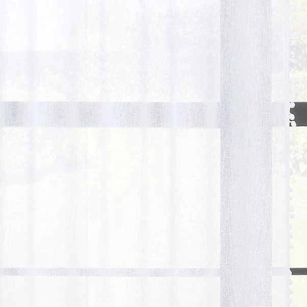 Dunelm Textured Pom Pom White Slot Top Voile - Image 3