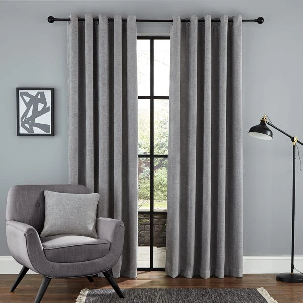 Dunelm Wynter Grey Thermal Eyelet Curtains - Image 2