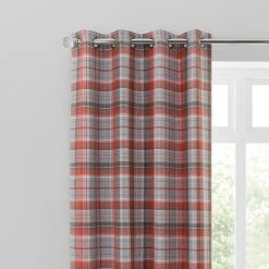 Dunelm Inverness Check Red Eyelet Curtains