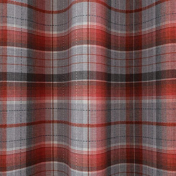 Dunelm Inverness Check Red Eyelet Curtains - Image 3