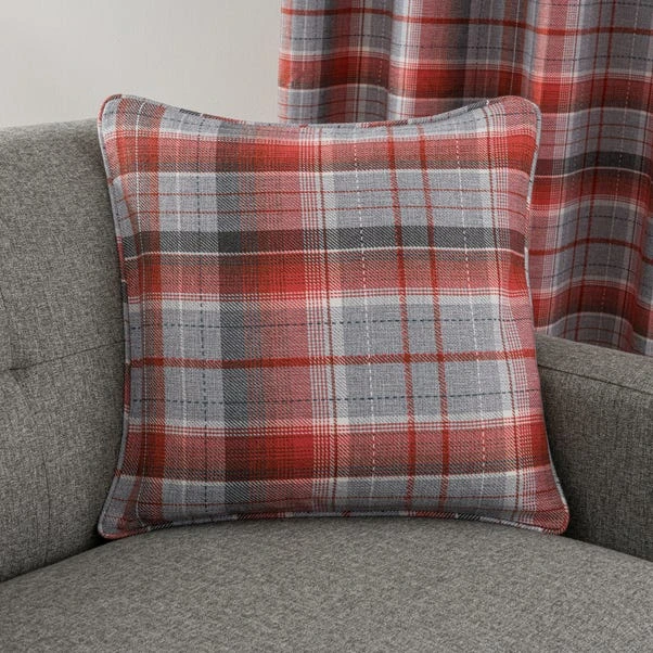 Dunelm Inverness Check Red Eyelet Curtains - Image 6