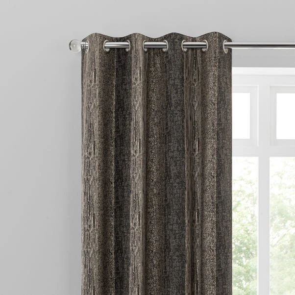 Dunelm Alexandria Stripe Charcoal Eyelet Curtains