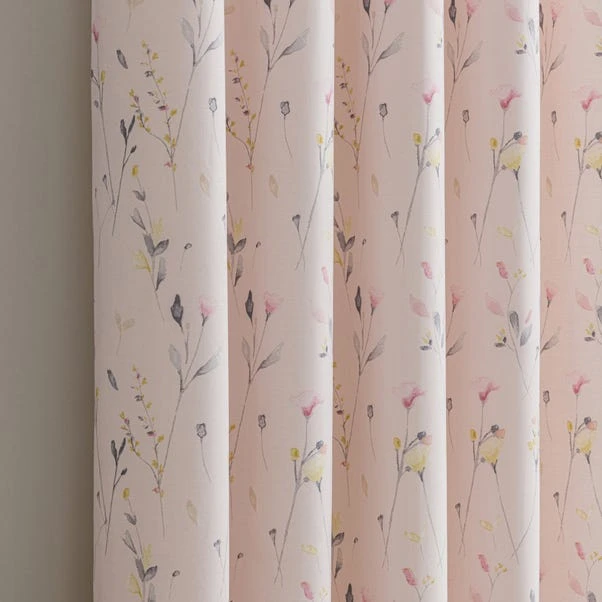 Dunelm Fiori Pink Blackout Eyelet Curtains - Image 3