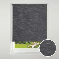 Swish Cordless Black Textured Blackout Roller Blind