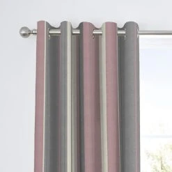 Fusion Whitworth Striped Blush Eyelet Curtains