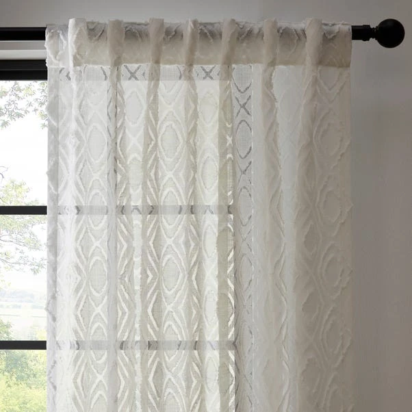 Dunelm Tufted Diamond Slot Top White Voile