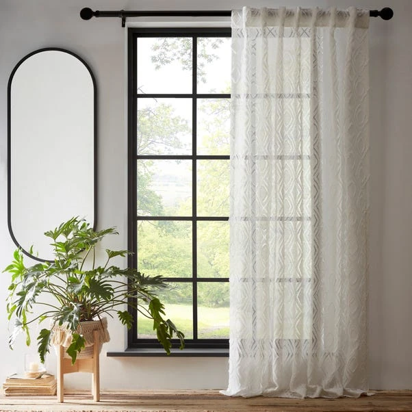 Dunelm Tufted Diamond Slot Top White Voile - Image 2