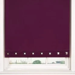 Square Eyelet Aubergine Roller Blind
