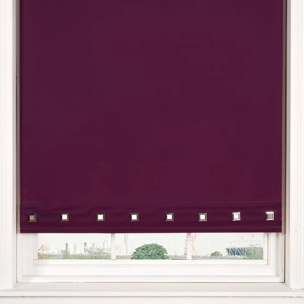 Square Eyelet Aubergine Roller Blind