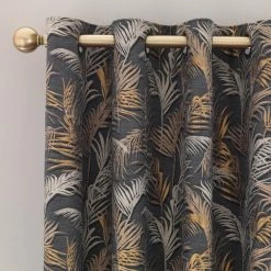 Luxury Collection Palm Charcoal Eyelet Curtains