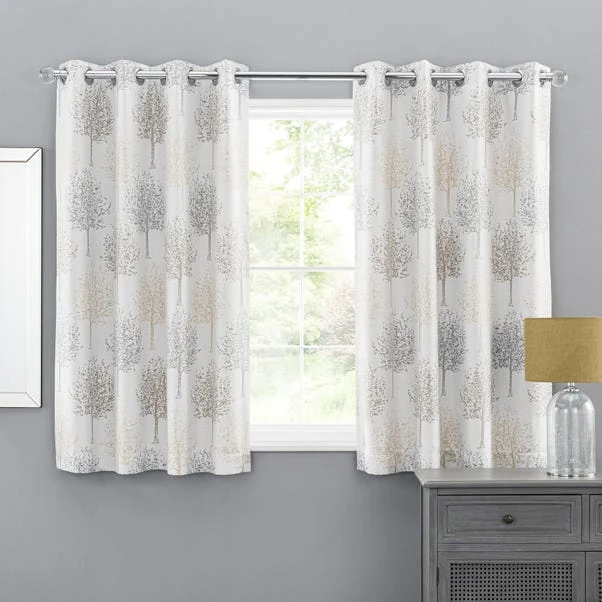 Luxury Collection Jacquard Trees Dove Grey Eyelet Curtains - Image 5