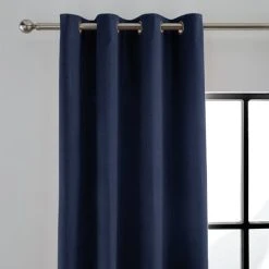 Luxury Collection Peyton Indigo Blue Velvet Eyelet Curtains