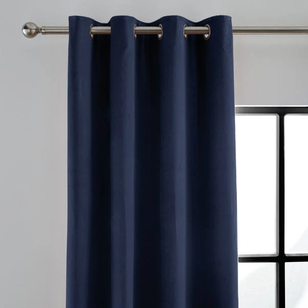 Luxury Collection Peyton Indigo Blue Velvet Eyelet Curtains