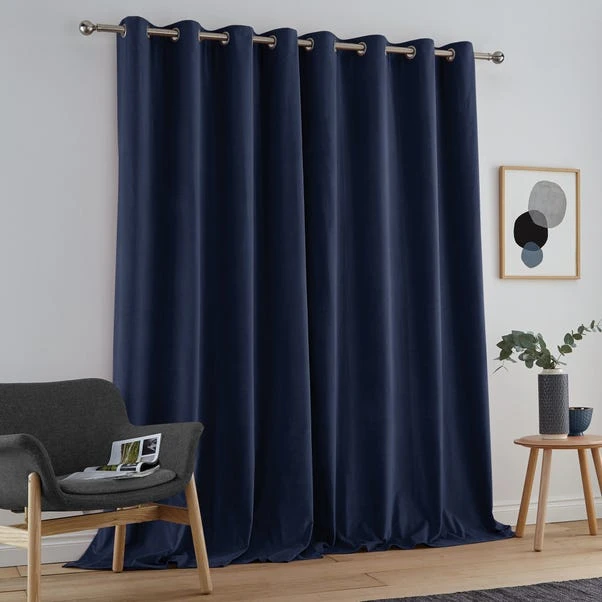 Luxury Collection Peyton Indigo Blue Velvet Eyelet Curtains - Image 4