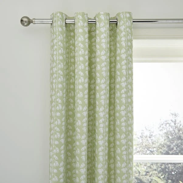 Dunelm Florentina Green Blackout Eyelet Curtains