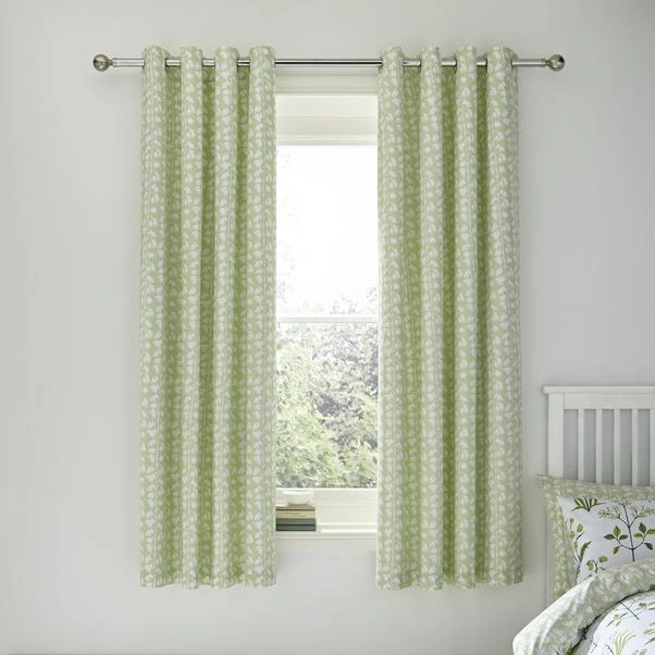 Dunelm Florentina Green Blackout Eyelet Curtains - Image 2