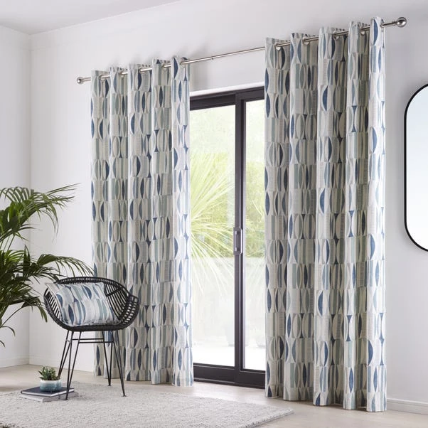 Dunelm Cuba Teal Eyelet Curtains - Image 2