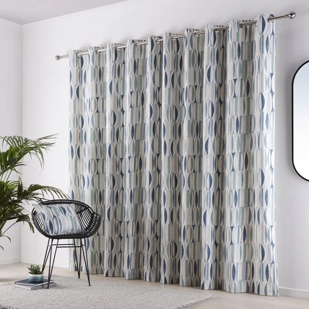 Dunelm Cuba Teal Eyelet Curtains - Image 4