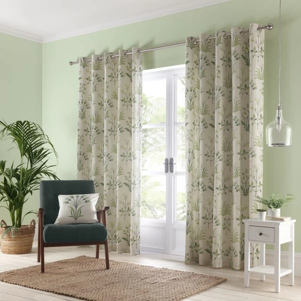 Dunelm Florentina Green Eyelet Curtains - Image 2