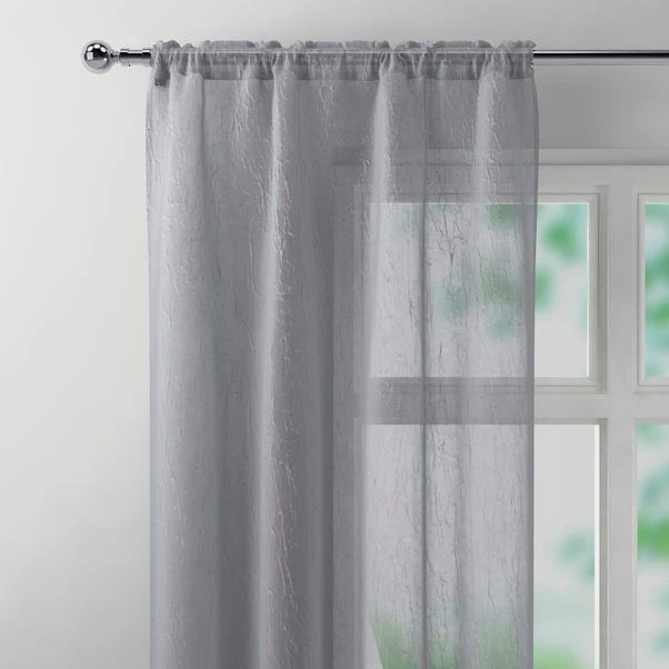 Dunelm Crushed Grey Slot Top Single Voile Panel