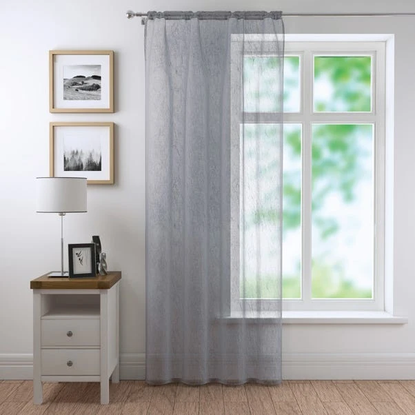 Dunelm Crushed Grey Slot Top Single Voile Panel - Image 2