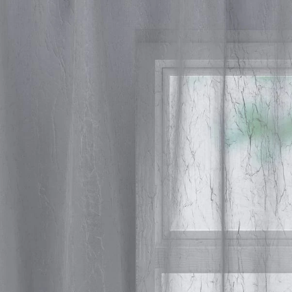 Dunelm Crushed Grey Slot Top Single Voile Panel - Image 3