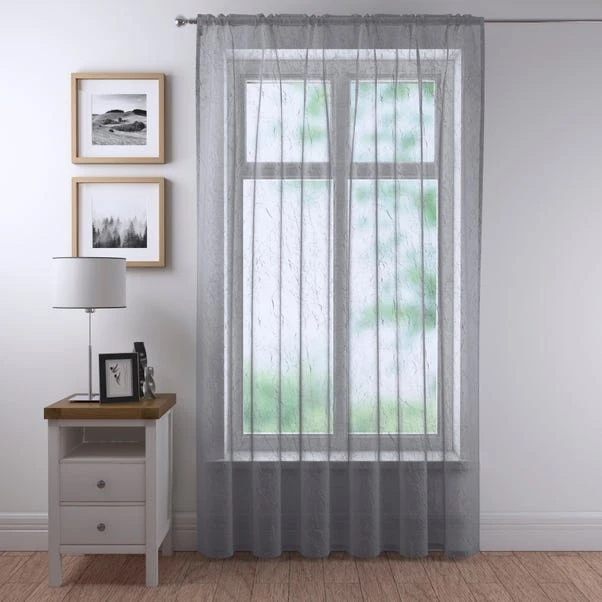 Dunelm Crushed Grey Slot Top Single Voile Panel - Image 4