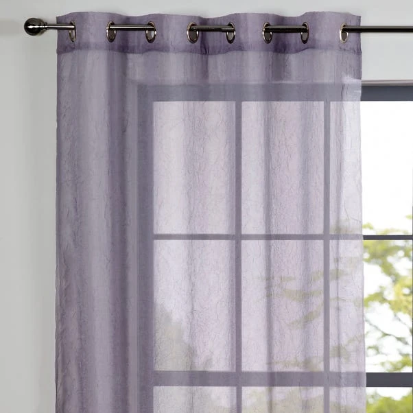 Dunelm Crushed Grey Eyelet Single Voile Panel