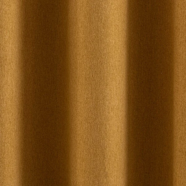 Dunelm Luna Brushed Old Gold Blackout Eyelet Curtains - Image 3