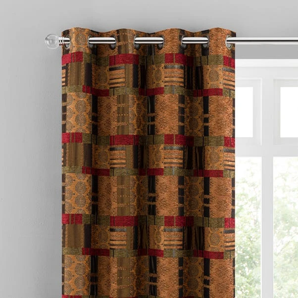 Luxury Collection Prague Chenille Terracotta Eyelet Curtains