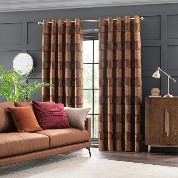 Luxury Collection Prague Chenille Terracotta Eyelet Curtains - Image 2