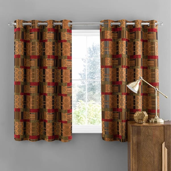 Luxury Collection Prague Chenille Terracotta Eyelet Curtains - Image 5