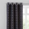 Luxury Collection Chenille Ogee Navy Eyelet Curtains