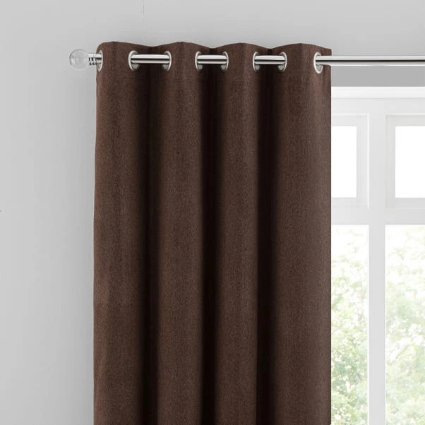 Dunelm Luna Brushed Pine Cone Blackout Eyelet Curtains