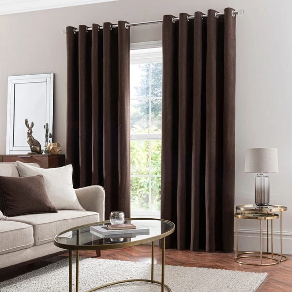 Dunelm Luna Brushed Pine Cone Blackout Eyelet Curtains - Image 2