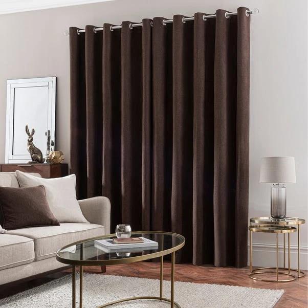 Dunelm Luna Brushed Pine Cone Blackout Eyelet Curtains - Image 4