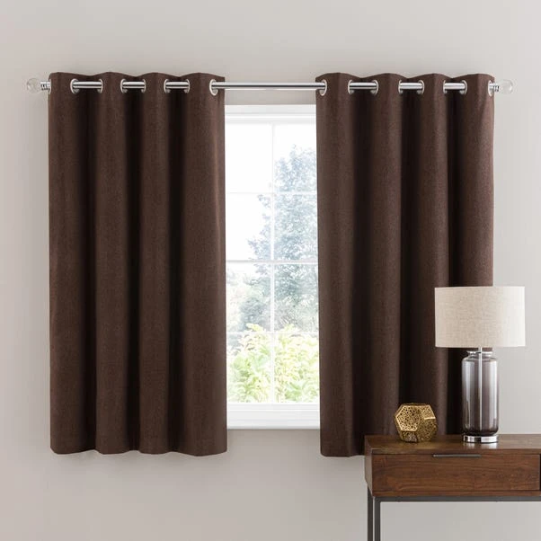 Dunelm Luna Brushed Pine Cone Blackout Eyelet Curtains - Image 5