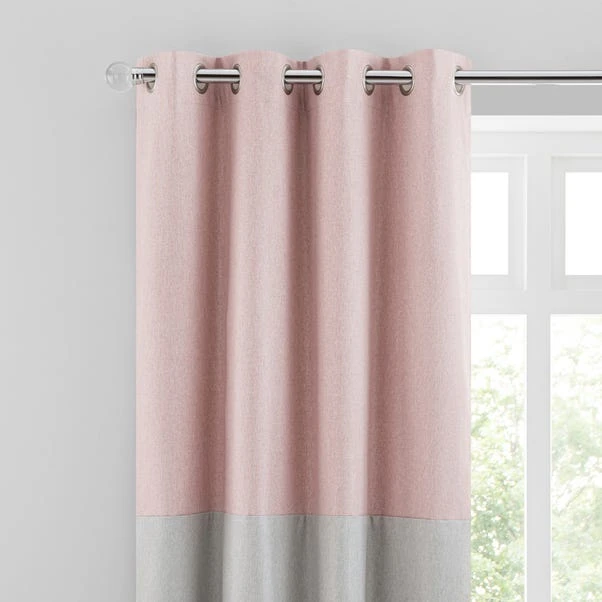 Dunelm Luna Block Blackout Eyelet Curtain Blush And Dove Grey