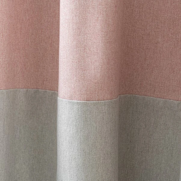 Dunelm Luna Block Blackout Eyelet Curtain Blush And Dove Grey - Image 3