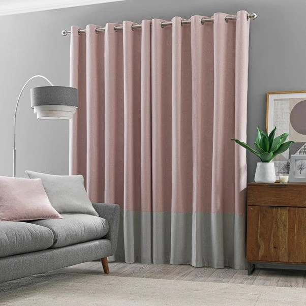 Dunelm Luna Block Blackout Eyelet Curtain Blush And Dove Grey - Image 4