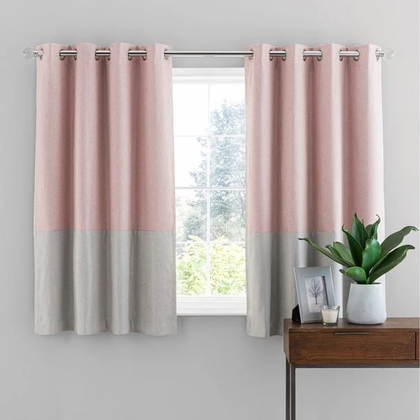 Dunelm Luna Block Blackout Eyelet Curtain Blush And Dove Grey - Image 5