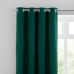 Dunelm Luna Brushed Emerald Blackout Eyelet Curtains